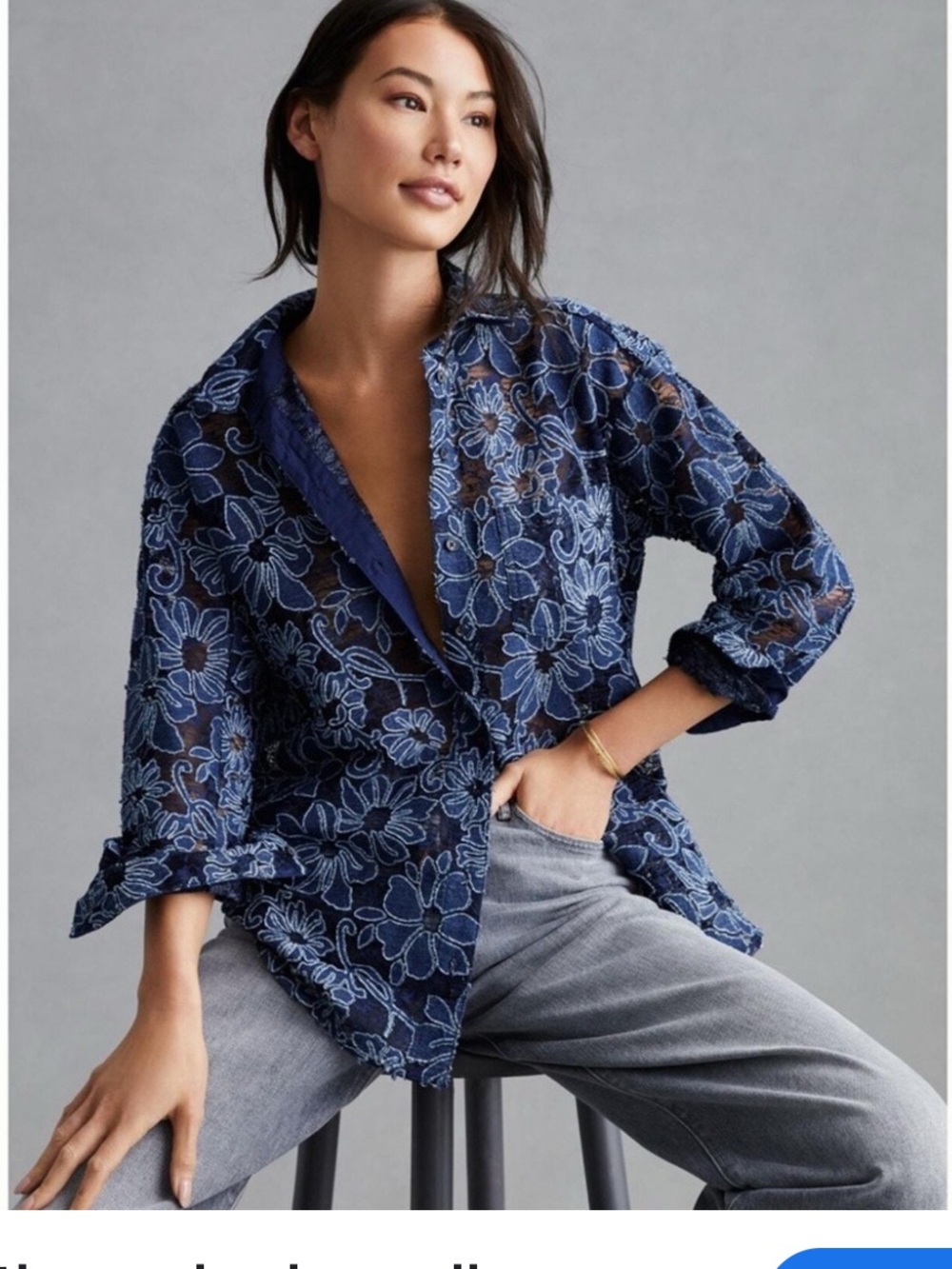 ANTHRO Pilcro Lace Button-Down Shirt